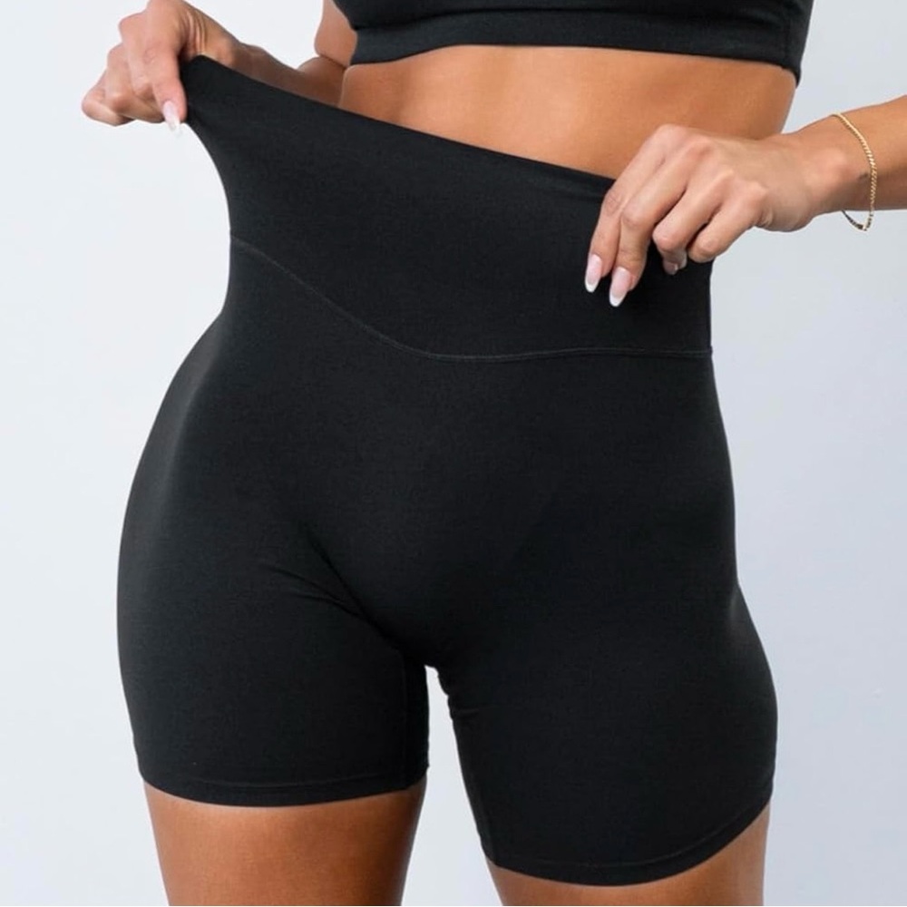 High-Waist Black Athletic Bike Shorts